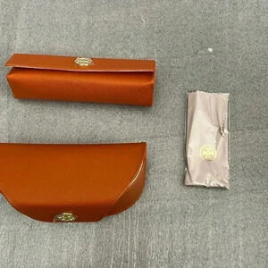 NWOT Tory Burch Orange Glasses/Sunglasses Case  Set